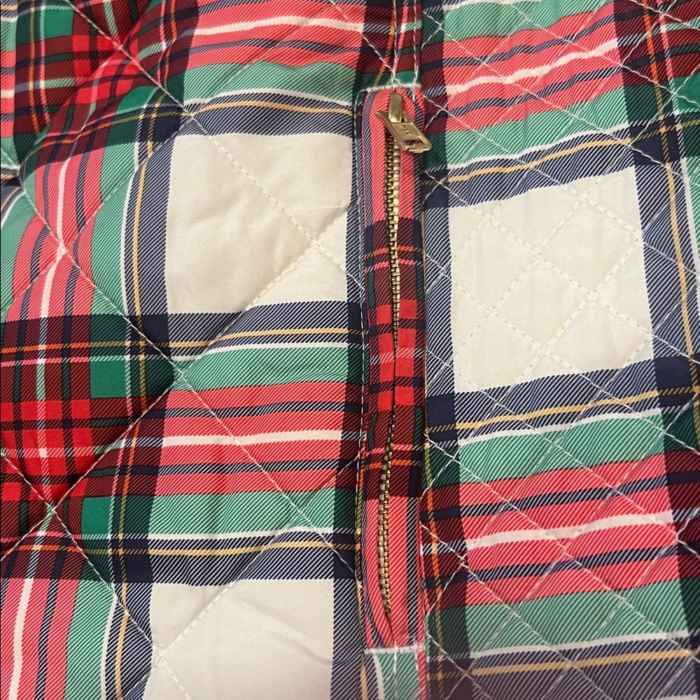 NWT Crown & Ivy Curvy Plus Size 3X Puffer Icon Vest Lattice Print Ivory Plaid - Picture 9 of 12